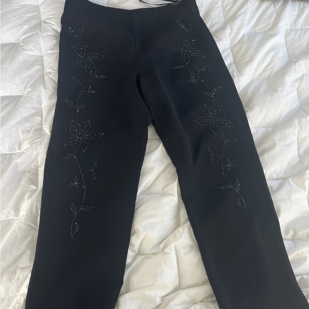 Niki Lavis Black Embellished Cropped Pants